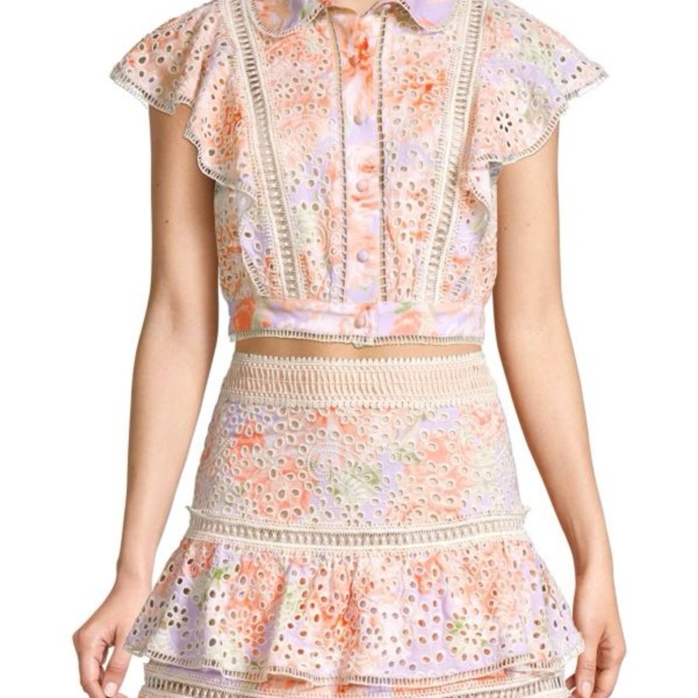 Alice + Olivia Pastel Eyelet Mini Dress